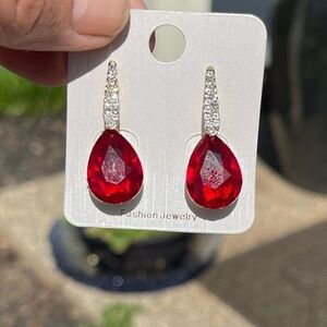 Simple, ruby red earrings